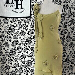 Cache Embellished Lime Green Sleeveless Dress Size 2